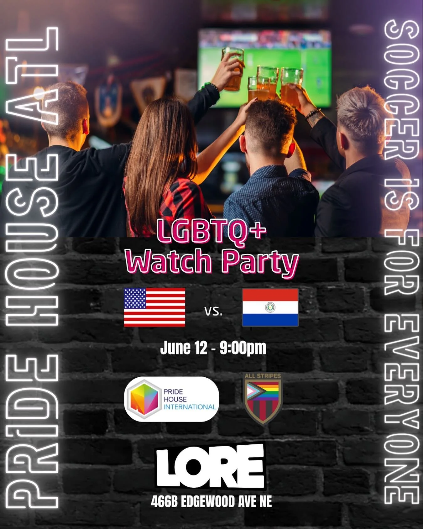 This Friday! Our first World Cup watch party with @pridehouseatl and @allstripesatl ⚽️ Get there early for a good seat!