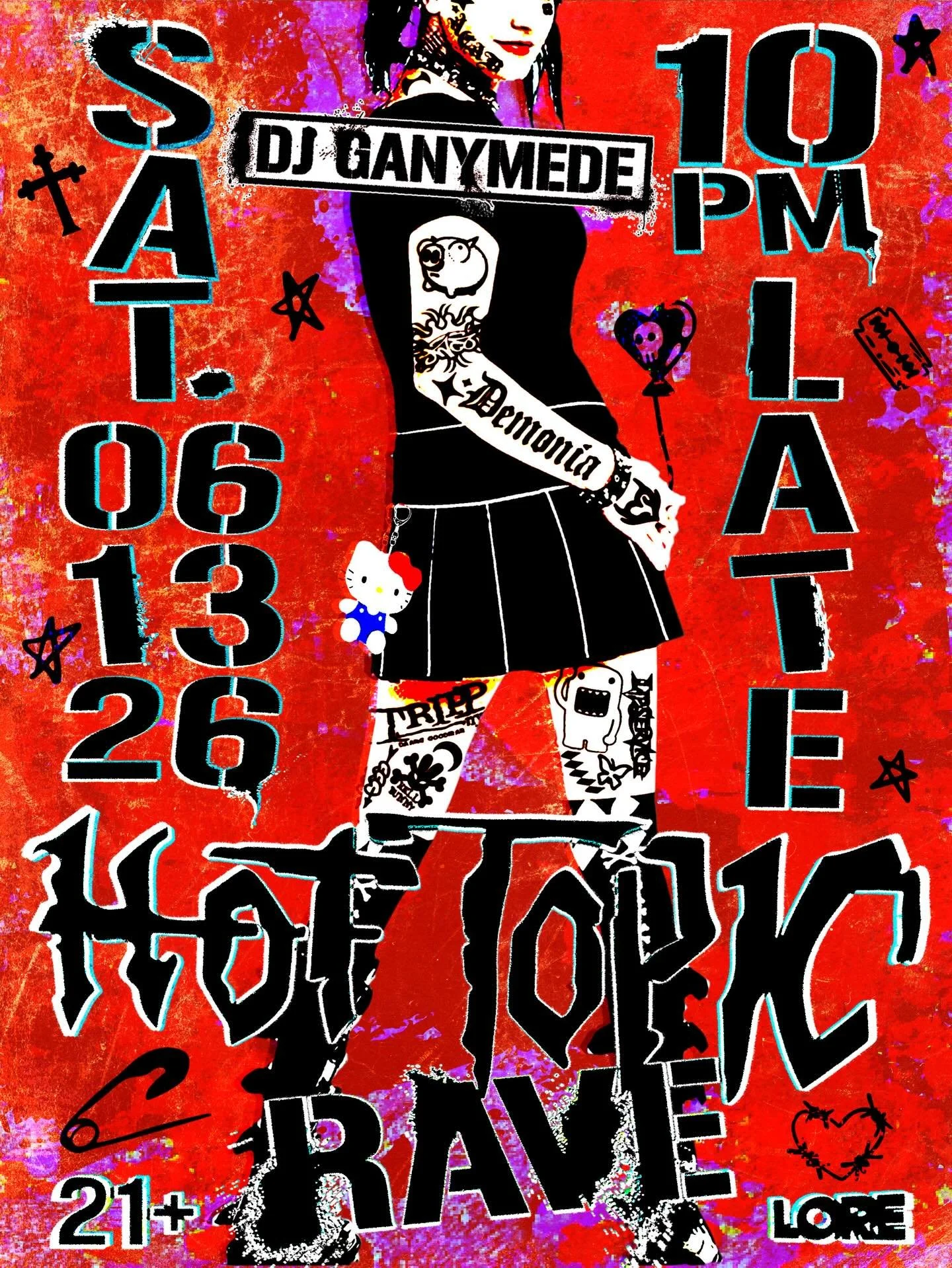 This Saturday! XD live your mallgoth fantasy at the return of our Hot Topic Rave with DJ Ganymede here from Asheville! 🖤