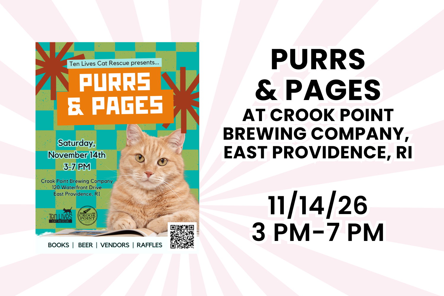 Purrs & Pages with Ten Lives Cat Rescue at Crook Point Brewing Co