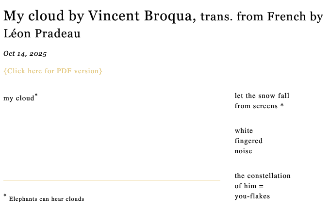 Vincent Broqua, "My cloud," Black Sun Lit, Digital Vestiges. 10/14/2025