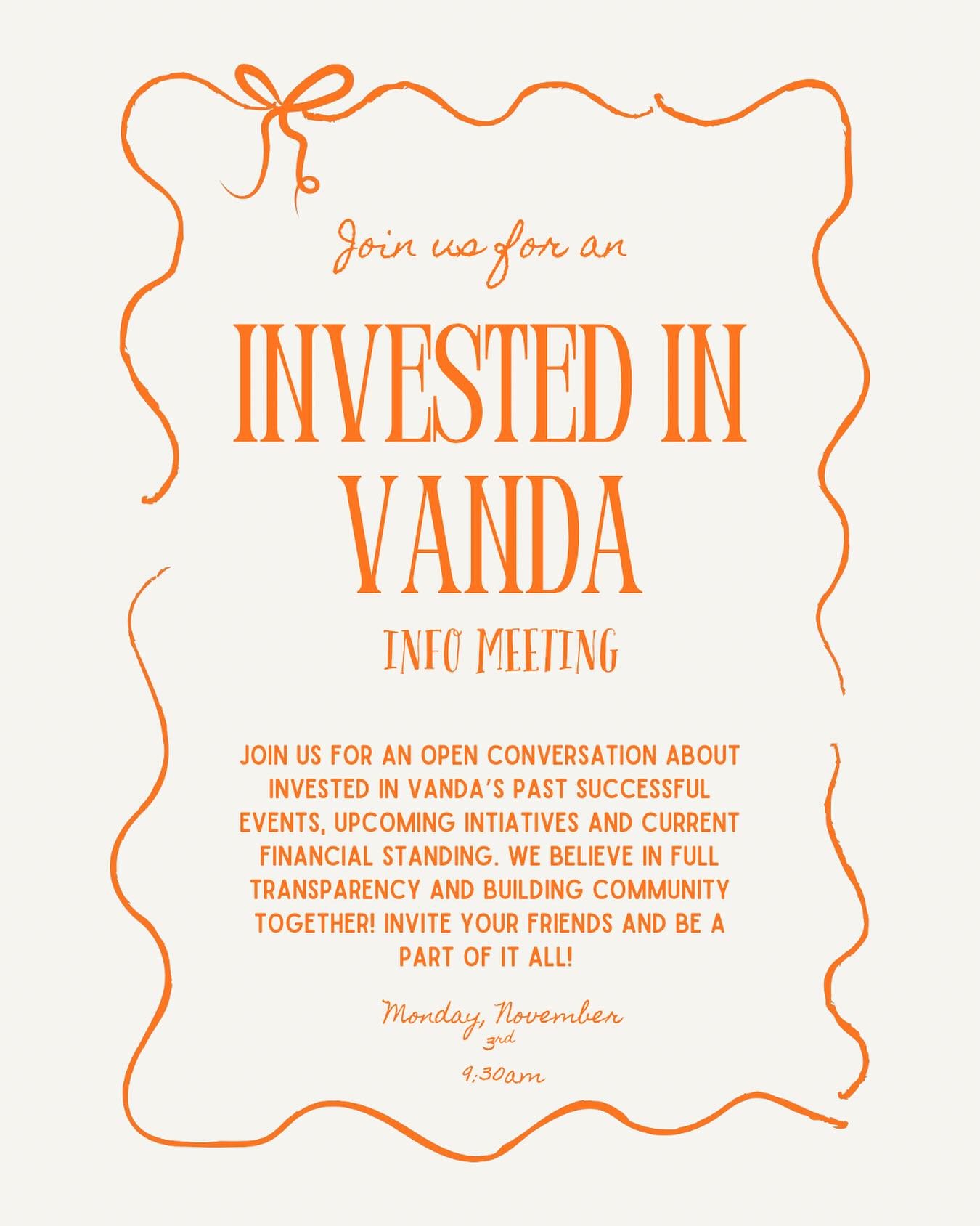Want to know what&rsquo;s coming up for Invested in Vanda? 👀
We&rsquo;ll be chatting all things finances, sharing exactly how much we raised from Mixers &amp; Trivia Night, and the bright beginnings of our biggest event yet&mdash;Neon Nights Auction