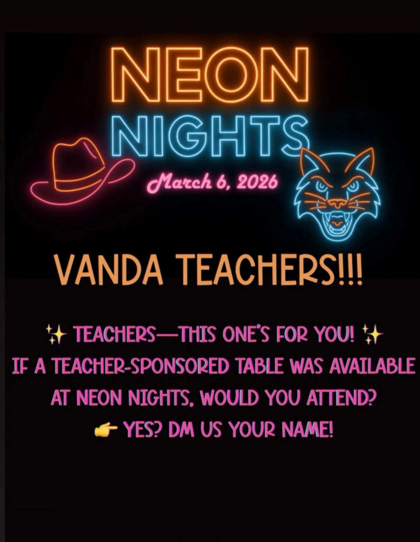 Teachers deserve a night OFF and a dance floor ON. 💥🪩
We&rsquo;re exploring a teacher-sponsored table at Neon Nights&mdash;so our amazing educators can sip, socialize, and dance the night away without spending a dime.
👯&zwj;♀️✨
If you&rsquo;re a t