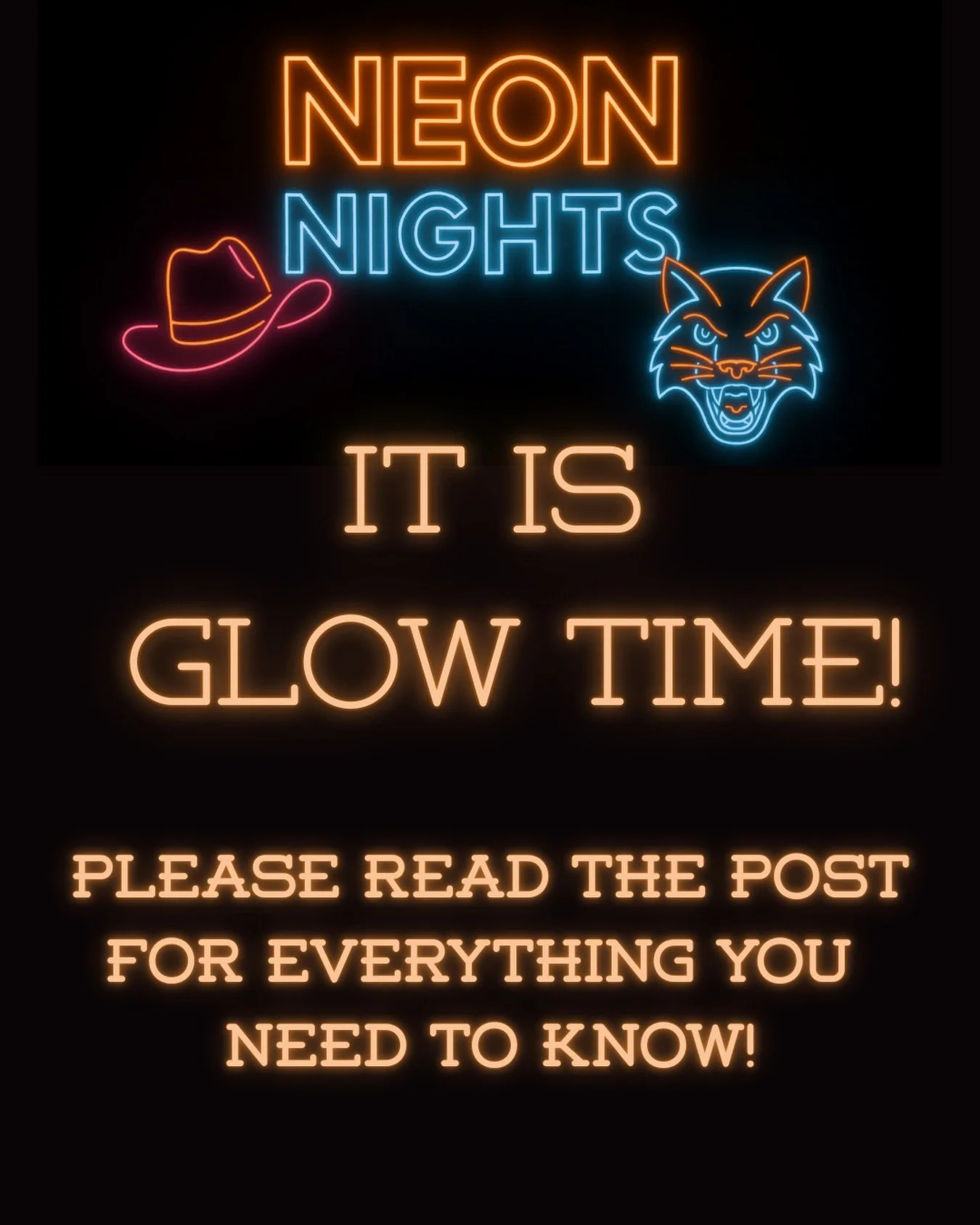 ✨ IT&rsquo;S GLOW TIME! ✨

Alright glowgetters....Neon Nights is finally here and we are ready to LIGHT IT UP! 🔥🌈

⭐ VIP Happy Hour: Doors open at 6PM
⭐ General Admission: Doors open at 7PM

📍 Location: Los Vaqueros WEST in Willow Park

When you a