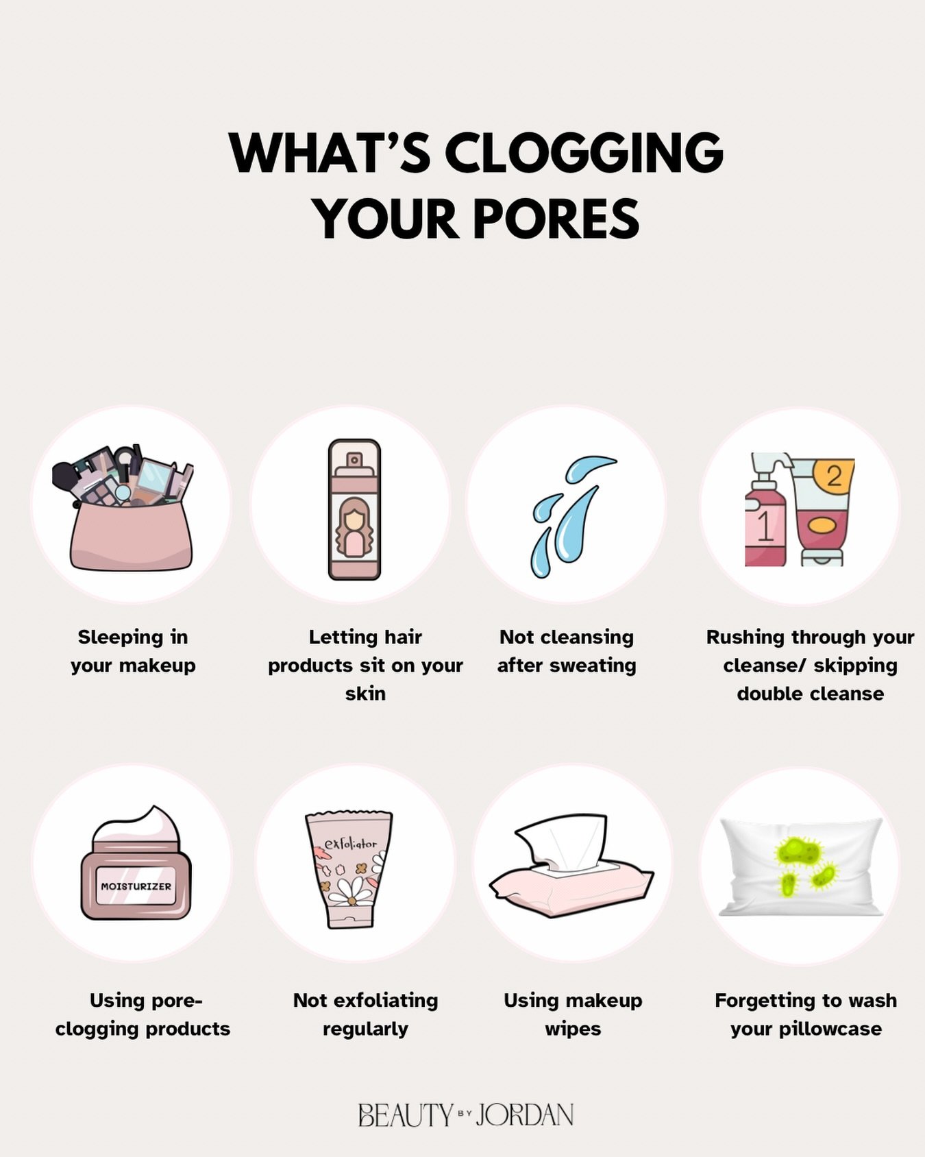 ✨ While some people are genetically more prone to clogged pores than others, there are a few common reasons you might be dealing with congestion.

🤍 Double cleanse every single night. This is one of the biggest game changers in general for overall s