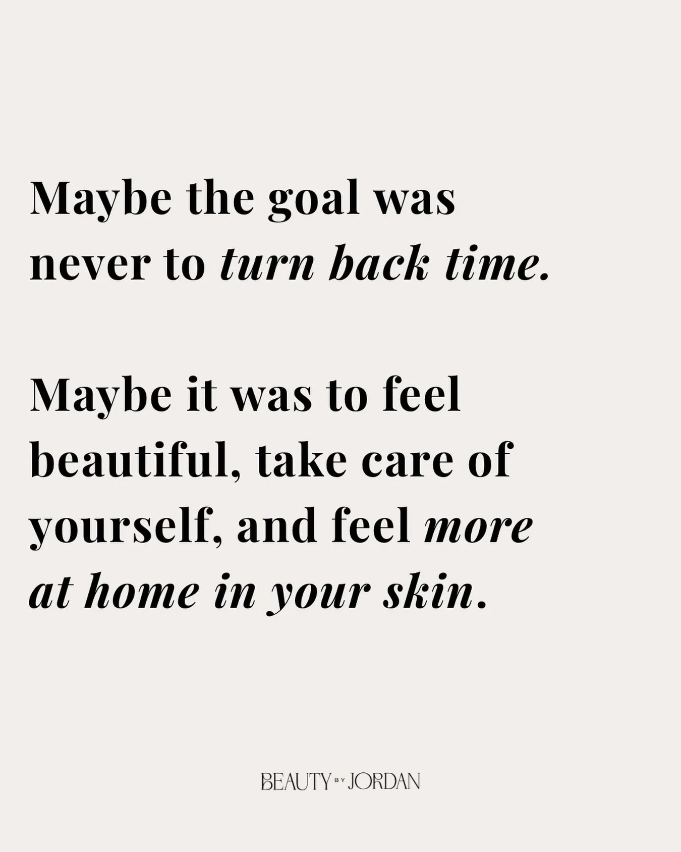 Beauty should bring you back to yourself&mdash;not take you further away.

It should make you feel cared for, connected, and confident. Not like you&rsquo;re constantly chasing the next product, the next treatment, the next trend, or someone else&rsq
