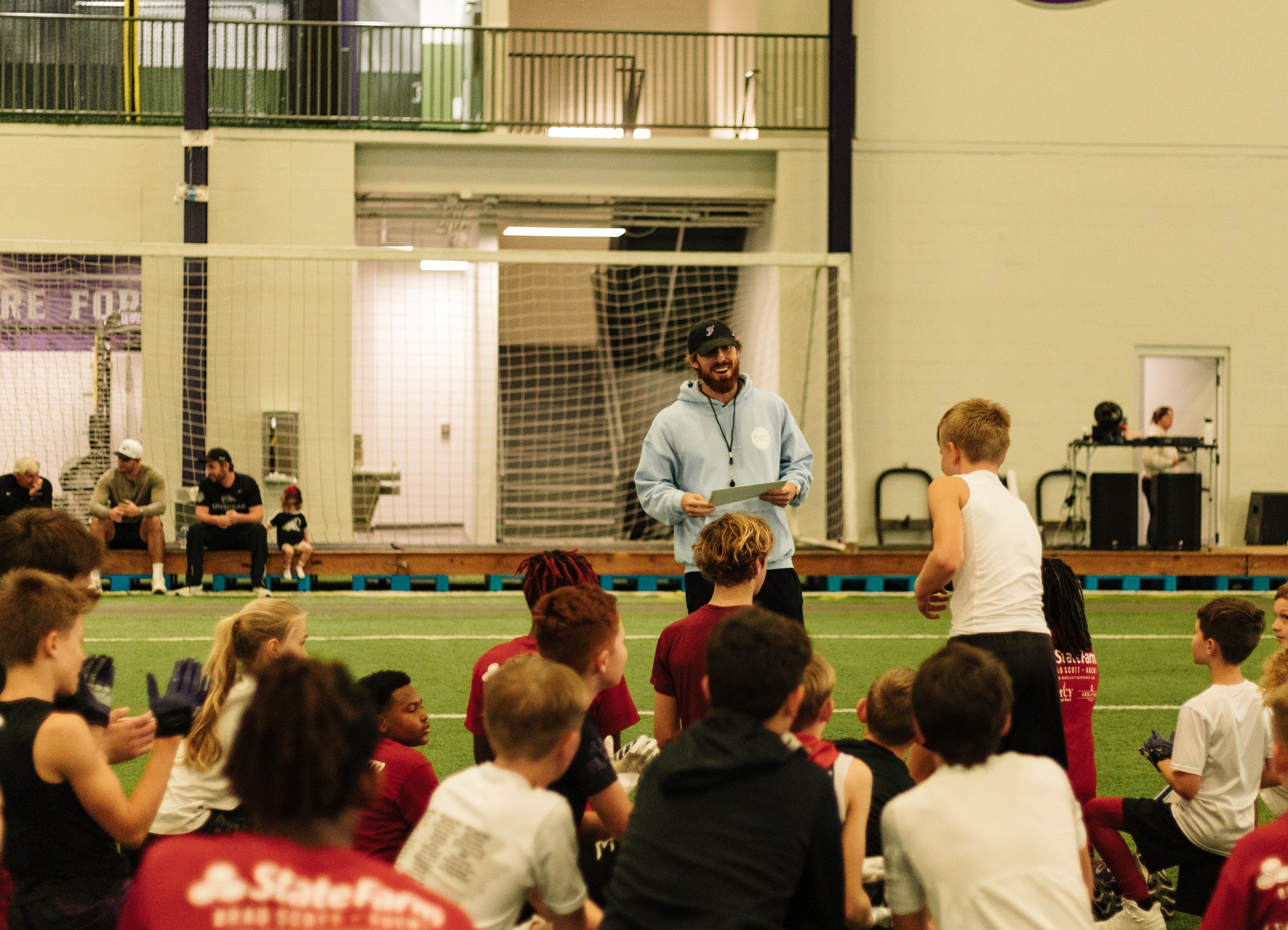 watch former nfl and arkansas razorback players david brooks ellis and austin allen mic’d up in their 2024 spring football skills camp for youth athletes, hosting players from across the region at fayetteville high school’s indoor facility to develop