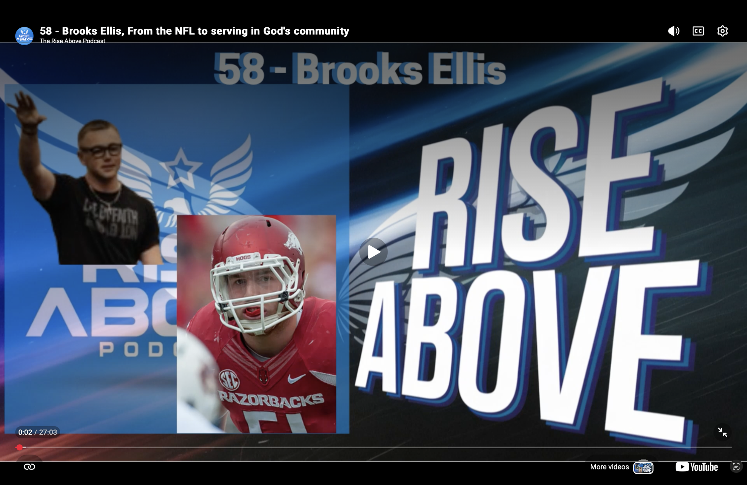 watch david brooks ellis on the rise above podcast with will lambley speak about the journey to the nfl, the challenges that come with success, and finding God following the multiple concussions that ended his career. 