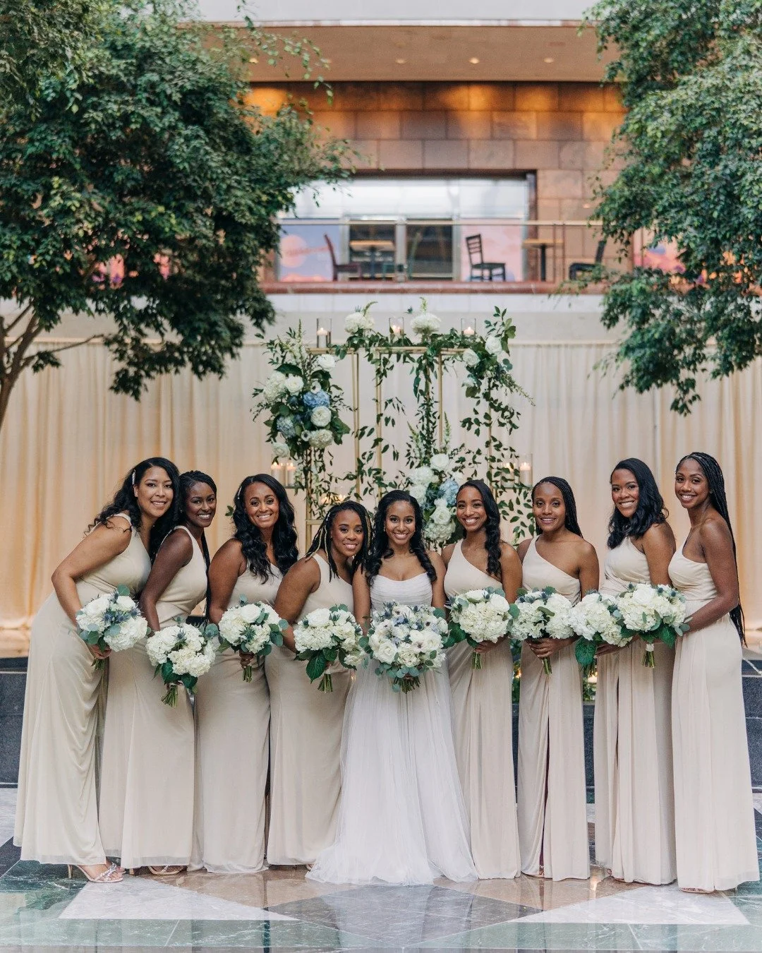 The women who made her who she is, standing by her as she became a bride. 🤍 Her biggest cheerleaders, closest friends, &amp; forever people.

Planning: @theblackdoorcollective
Venue: @foundershallevents
Photo &amp; Video: @timelesscarolinas
Florals:
