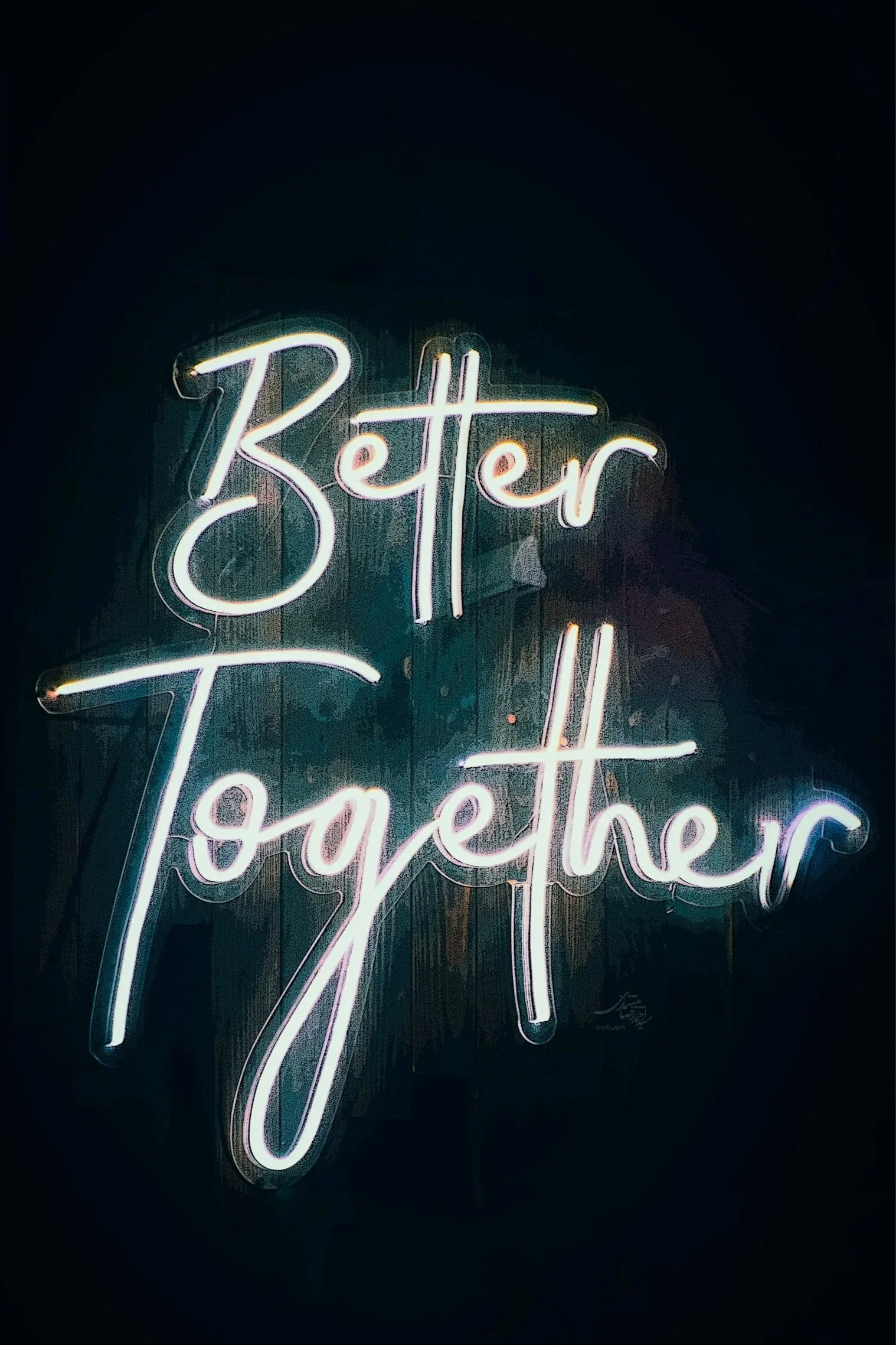 Better Together neon sign on a black background