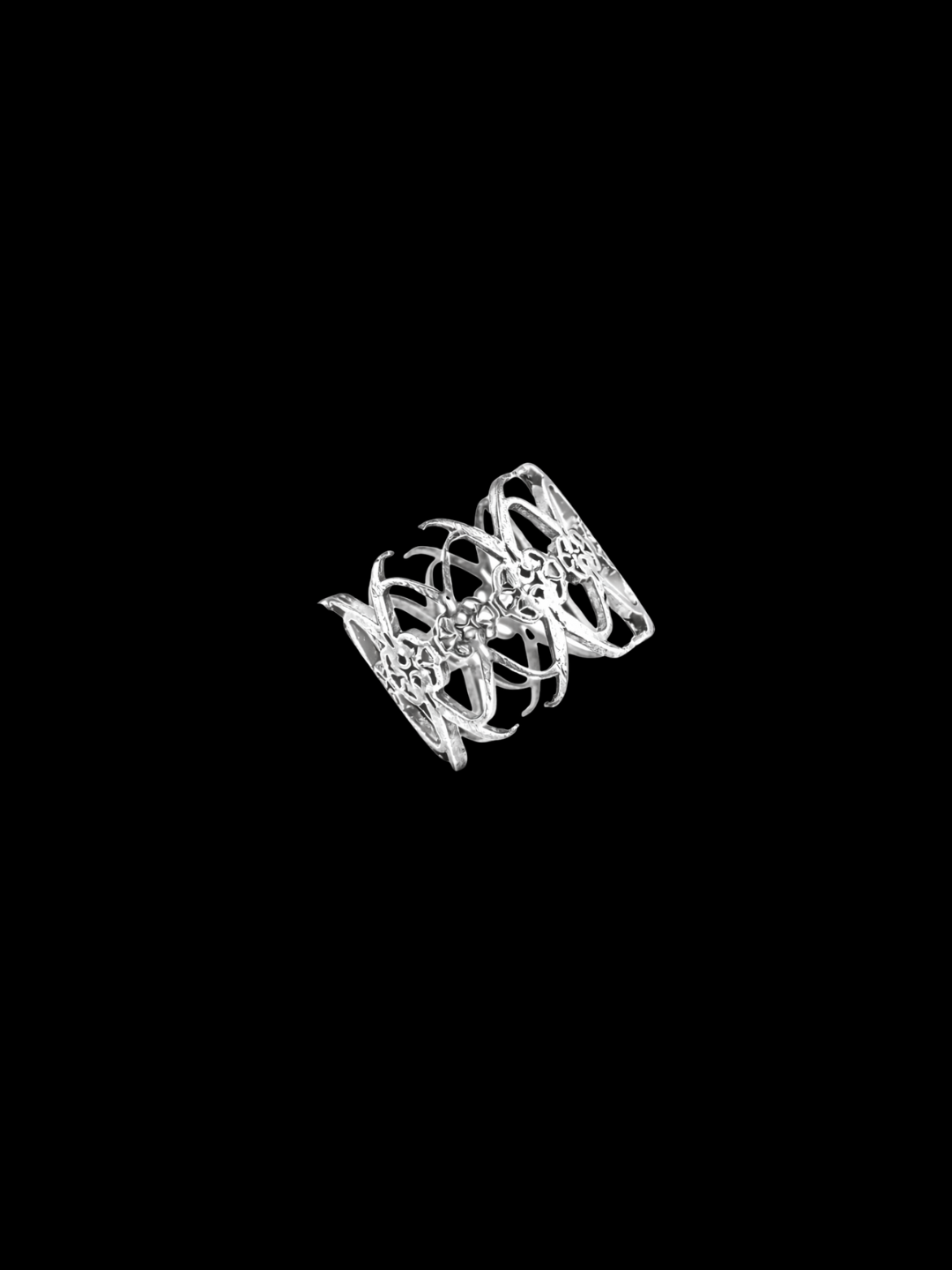 Sterling Silver Interlock Ring with Open Cuff Design by the Premise