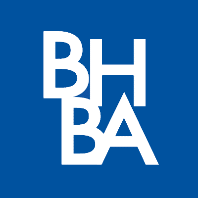A blue background with white text displaying the letters 'BH' and 'DAB' arranged vertically.