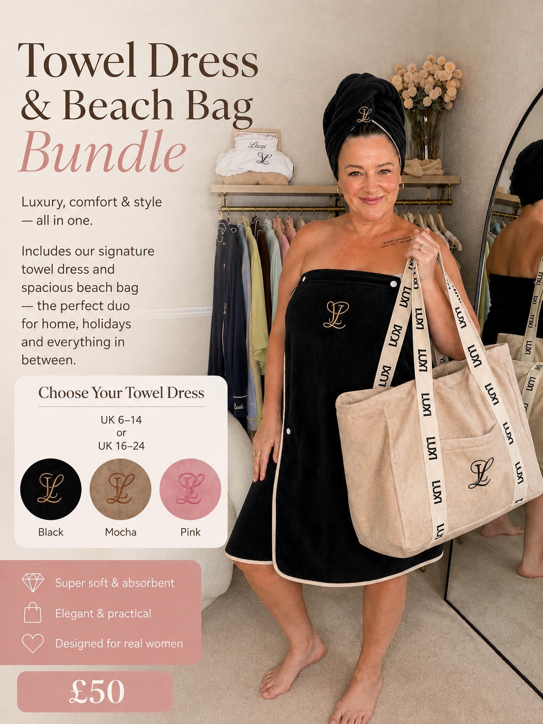 Luxi Away bag and towel dress bundle