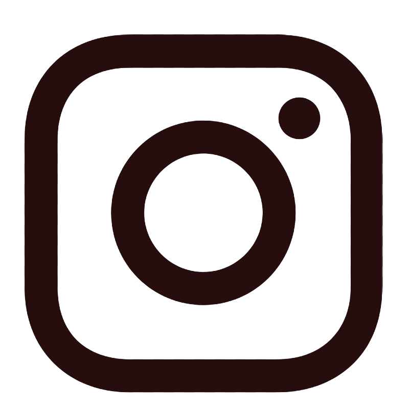 Black and white Instagram logo icon with a rounded square shape and a small circle in the top right corner.