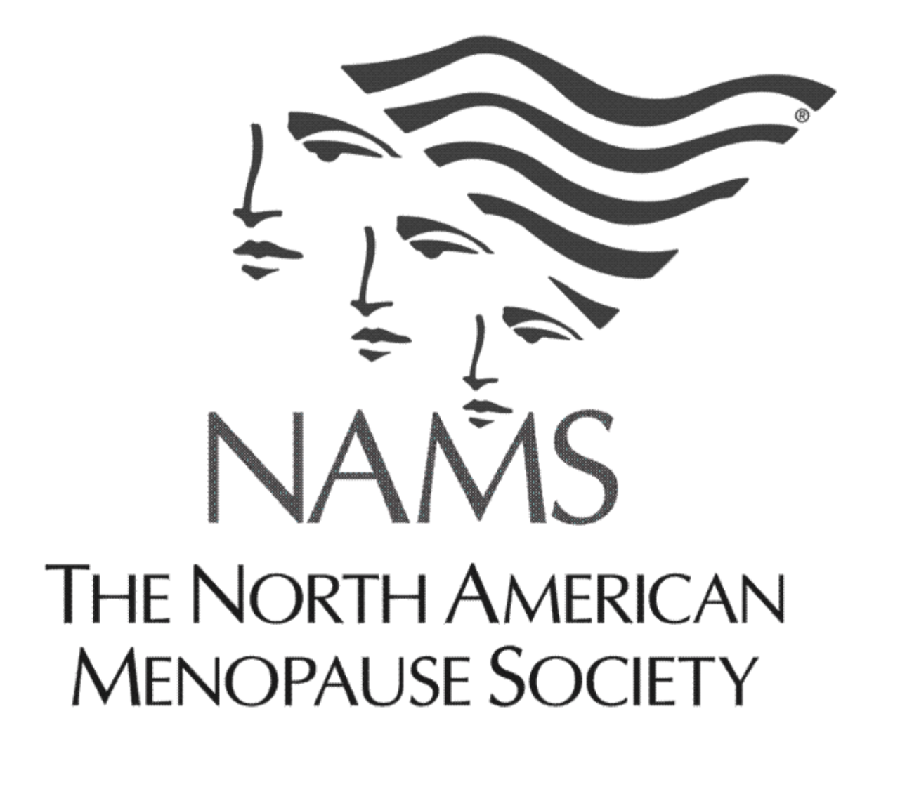 Logo of the North American Menopause Society featuring stylized abstract shapes and text.