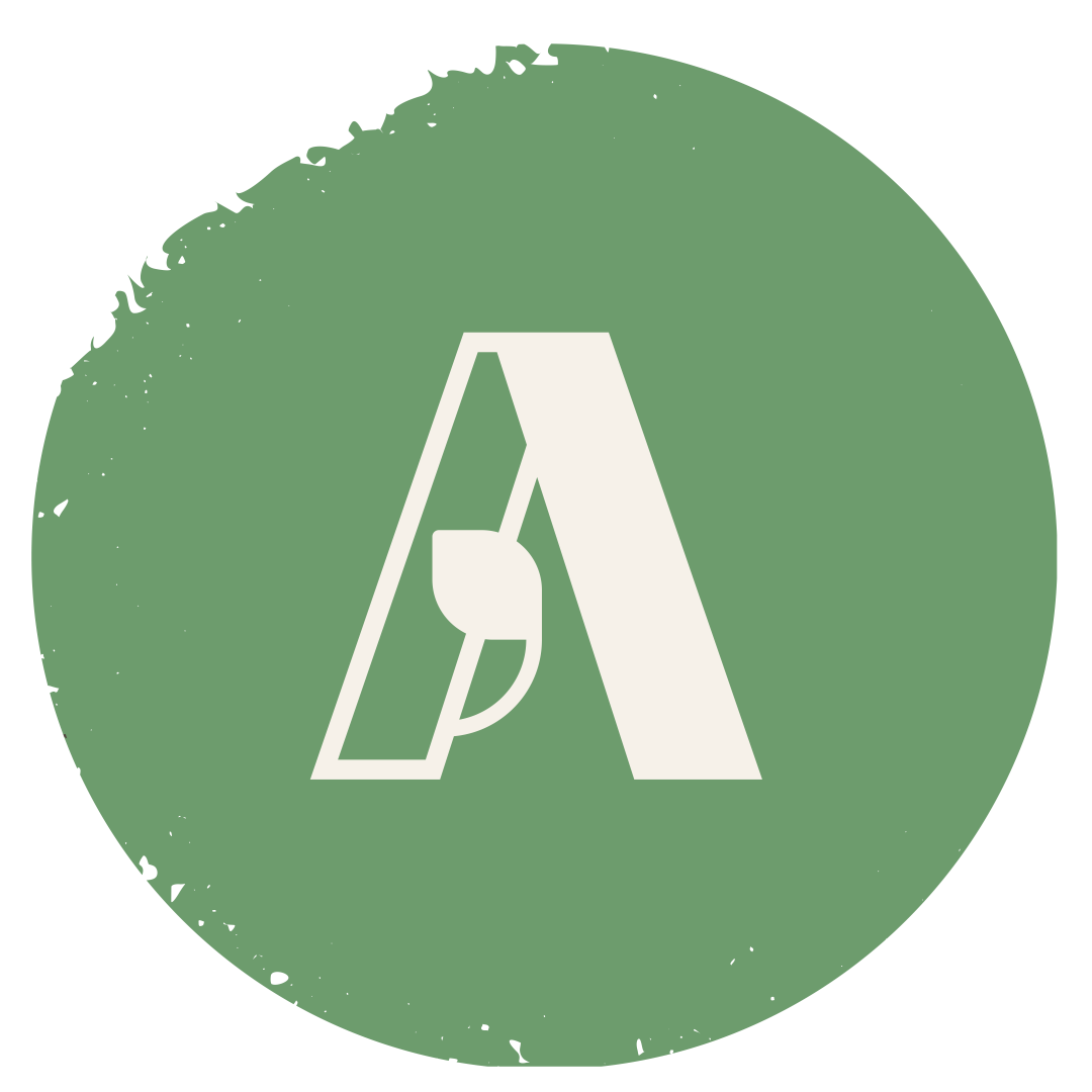 Logo vert avec une feuille de vigne stylisée et la lettre A blanche.