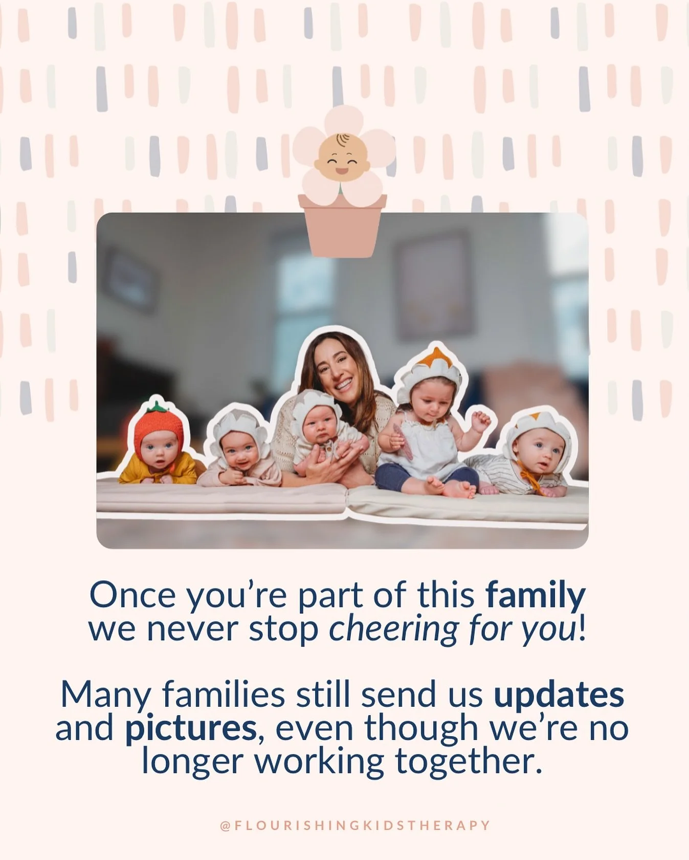 🌸 Once you&rsquo;re a Flourishing Kid, you&rsquo;re always part of our story. 
We love when families send updates and pictures, even long after therapy has ended. 
Those little glimpses of growth remind us why we do this work. ✨
 Share a win with us