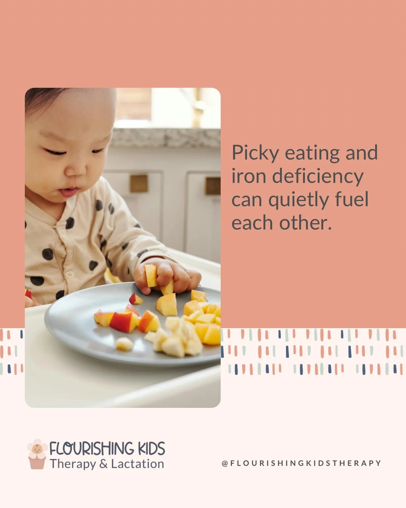 Low iron reduces appetite.
Low appetite makes picky eating worse.

And the cycle keeps going.

That&rsquo;s why we look deeper than the mealtime behavior itself.

#pickyeating #feedingtherapy #toddlernutrition