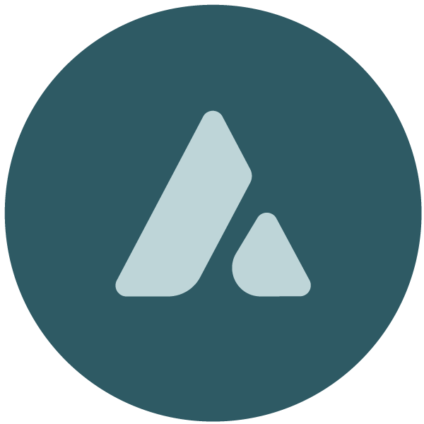 A stylized logo with a large diagonal shape and a smaller triangle shape inside a dark teal circle.