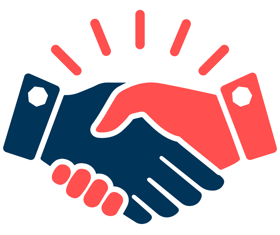 Illustration of two hands shaking, with lines above suggesting action or emphasis.