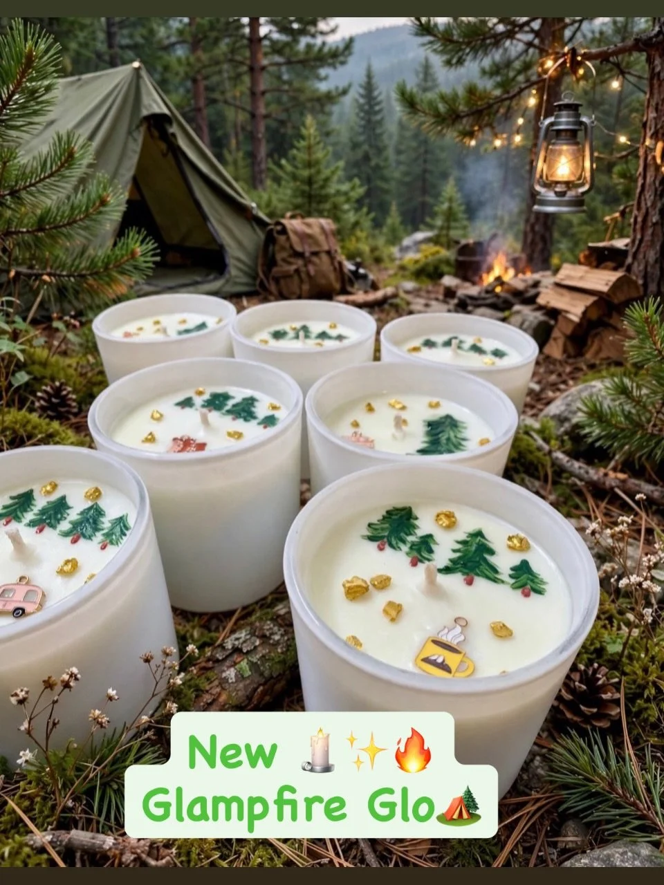 New ✨🏕️Glampfire Glo Candle
🌲🔥🕯️✨🏔️🥾
This scent hits all the campfire cozies! An all-occasion candle that grants instant nostalgia any time of year. Scent details - Smoked Vanilla, fresh pine, cedar wood, flaming hickory smoke, and marshmallow.