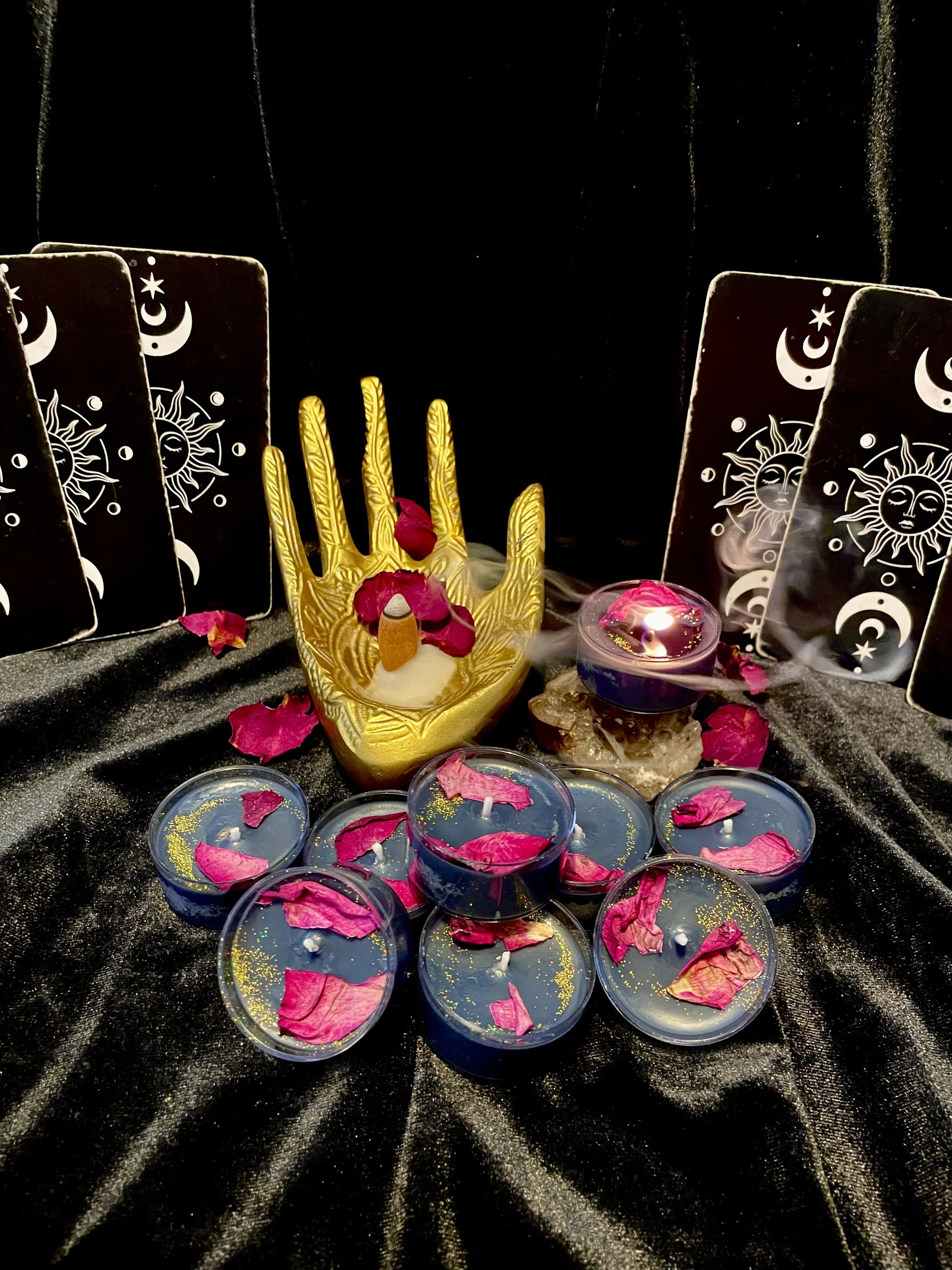 Black Luxor Lotus Tealight Candles