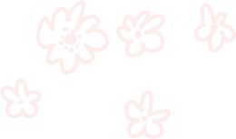 Six simple line drawing flowers of different sizes and shapes on a black background.