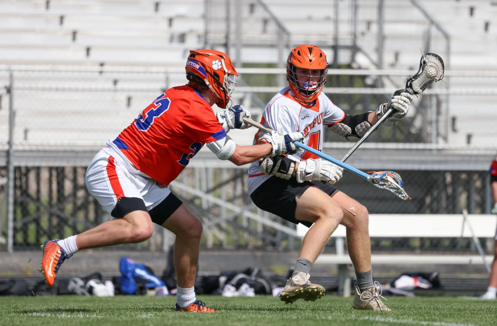 Republic midfielder dodges to the net while Clayton defender tries to take the ball away