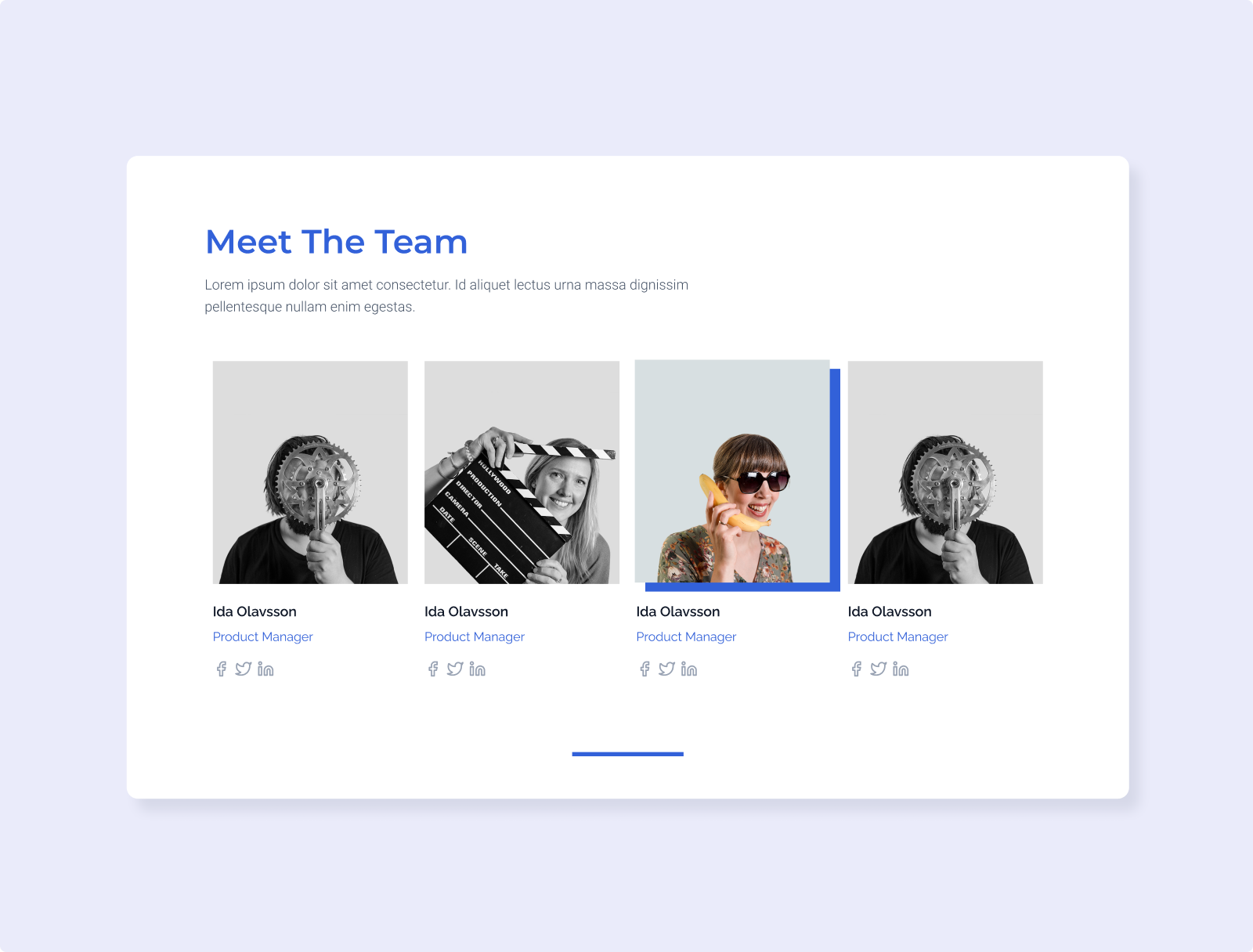 Meet the team web section