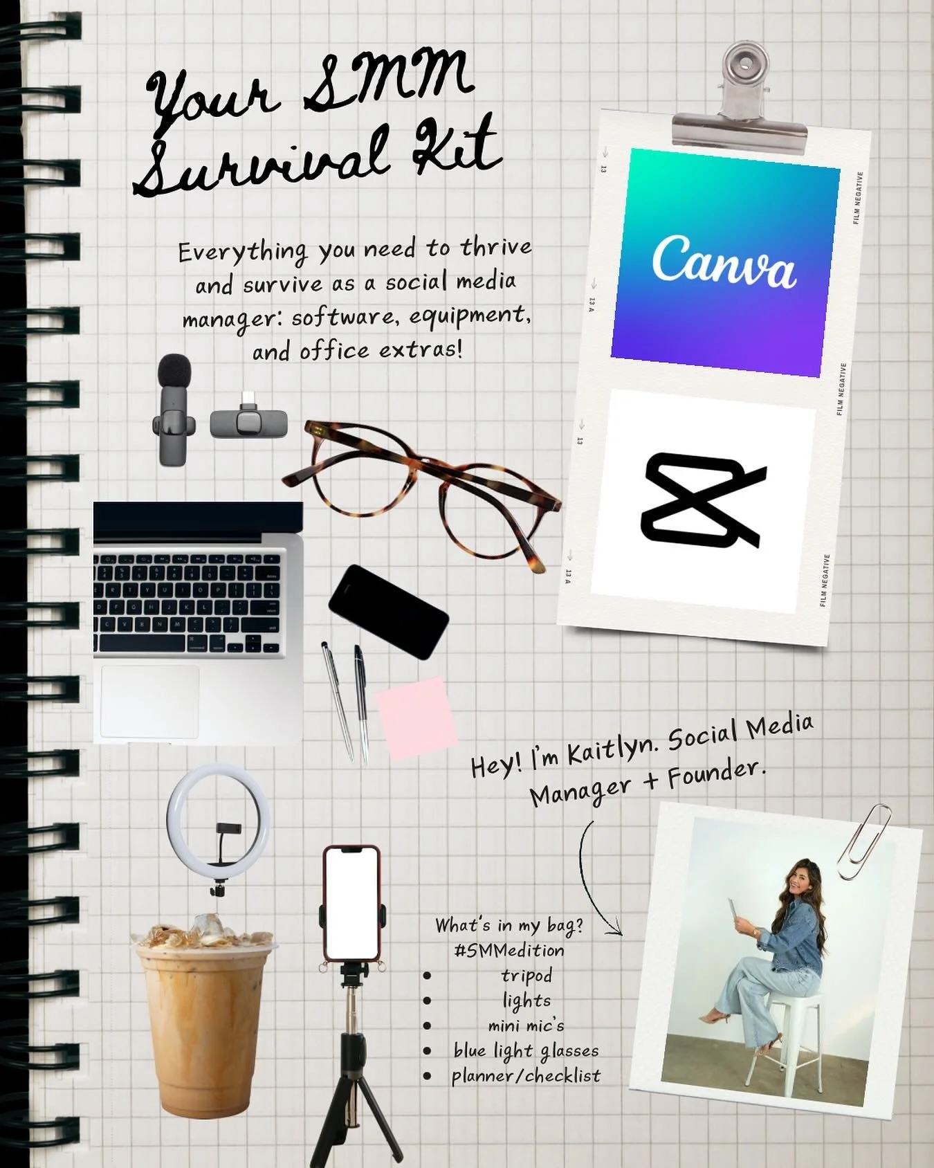 ✨ Your Social Media Manager Survival Kit ✨
From tripods to iced coffee, here&rsquo;s everything I keep in my bag to thrive as a social media manager 📱💻

#SocialMediaManager #KPSocialStudio #ContentCreation #HoustonBusiness #SocialMediaTips #Digital
