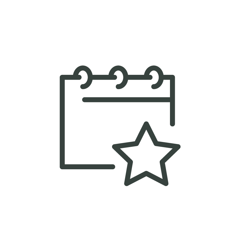 Icon of a calendar with a star symbol.