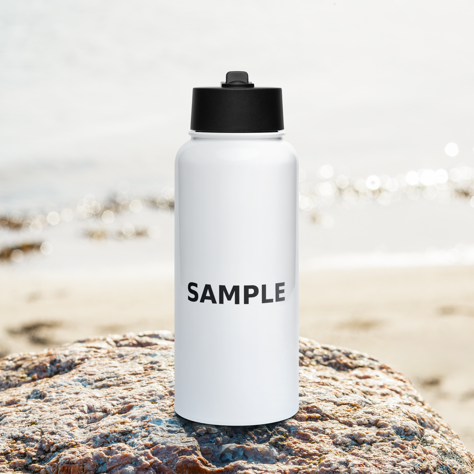 Sample Stainless steel water bottle with a straw lid