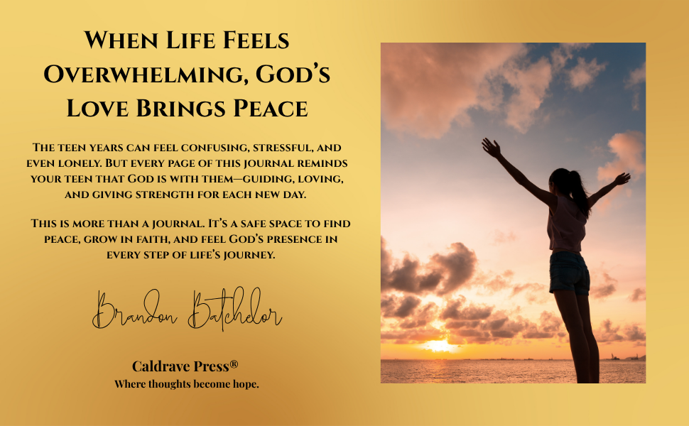 A young girl stands with arms raised, facing the sunset on the beach, with a sky filled with orange and pink clouds.