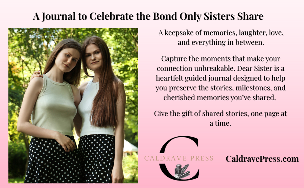 Two young women with long brown hair standing outdoors in a park with green trees in the background, posing for a photo.