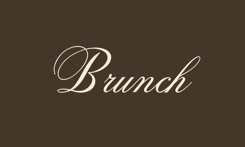 Stylized white text reading 'Brunch' on a dark background with a thin white border.