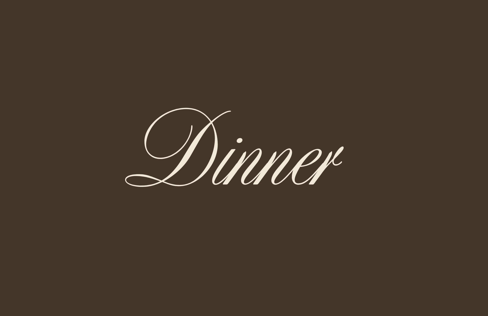 Gray card with the word 'Dinner' written in white cursive font.