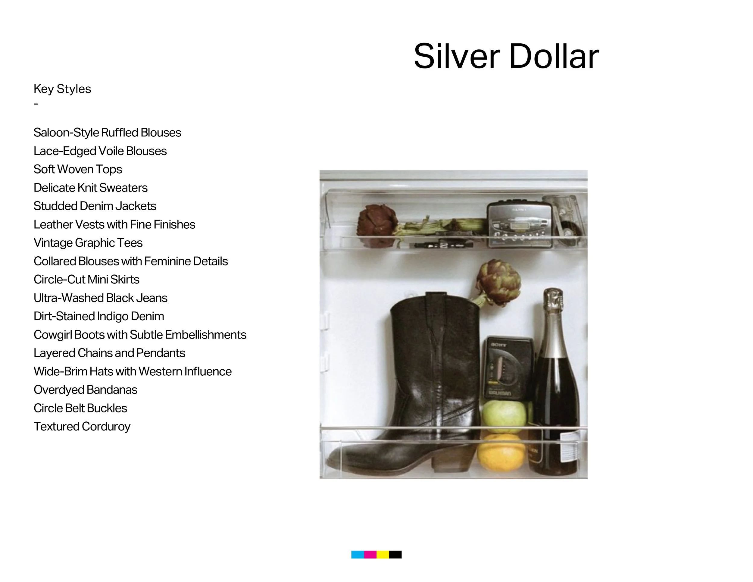 Open freezer with a black cowboy boot, green apple, lemon, bottle of champagne, and small electronic device inside.