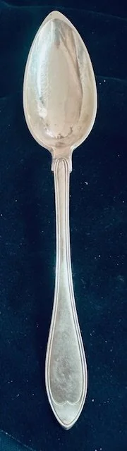 Zilveren lepel, model: punt faden, Maastricht 1828 A.J.Arnould.