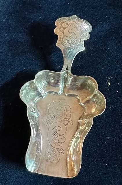 Zilveren theeschepje, Joure 1852, Biedermeier stijl.