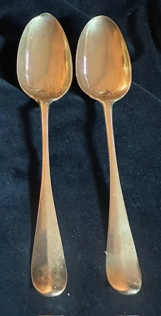 Twee zilveren tafellepels, Groningen 1790