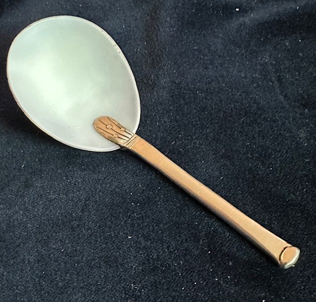 Schelp - lepel met zilveren steel, Deventer ca 1800