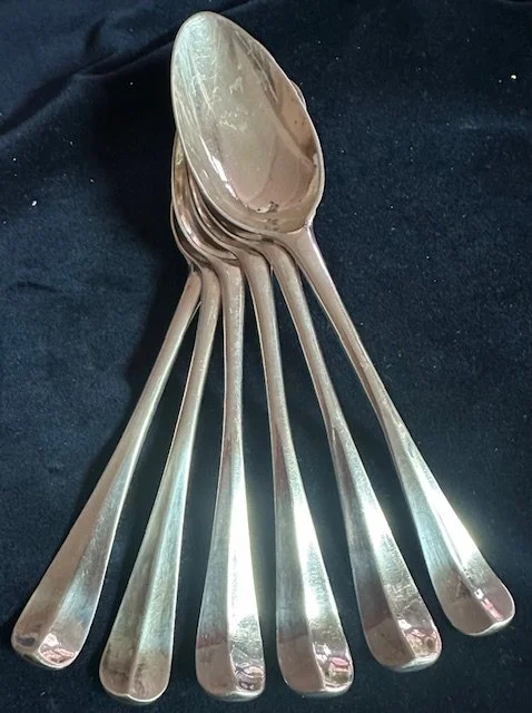 6 zilveren dessertlepels, Haags Lof, Denhaag 4x breda 2x