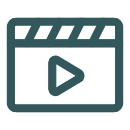 Ícone de um clipe de vídeo com botão de play no centro.