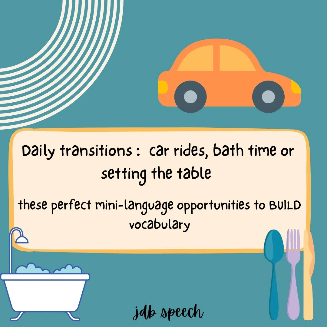 Daily transitions can be difficult but also wonderful opportunities to build language. 

Transitions &mdash; like getting dressed, moving between activities, or getting in the car &mdash; are perfect moments to build language! 

👏🏻 Narrate what&rsq