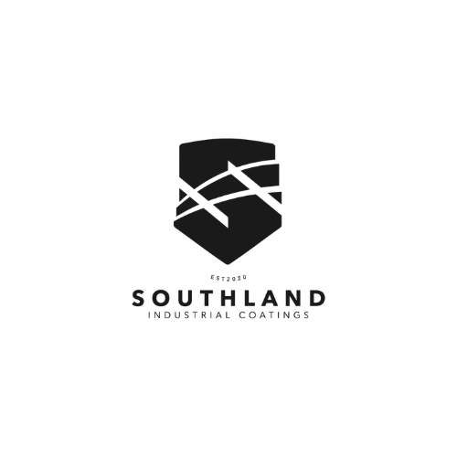 Southland Industrial Coatings logo with a shield and abstract lines, EST 2020
