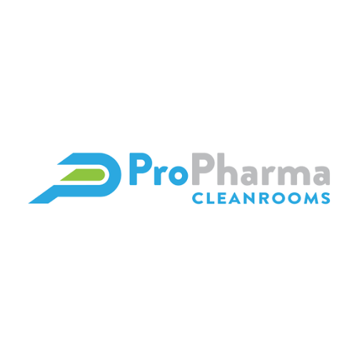 Pro Pharma Cleanrooms logo with a stylized 'P' in blue and green, and the words 'Pro Pharma' in blue and gray, and 'CLEANROOMS' in blue.