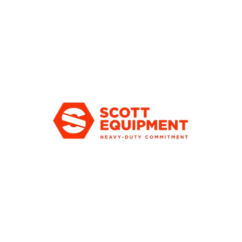 Logo of Scott Equipment with a stylized S symbol and the text 'Scott Equipment Heavy-Duty Commitment' in red.