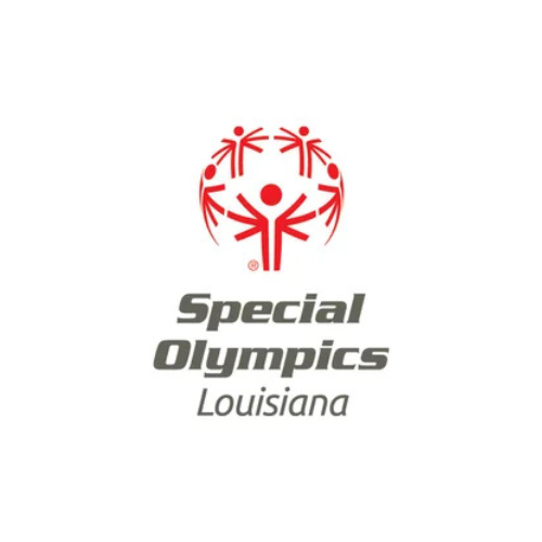 Logo of Special Olympics Louisiana featuring a stylized red figure surrounded by six smaller figures in a circular arrangement.