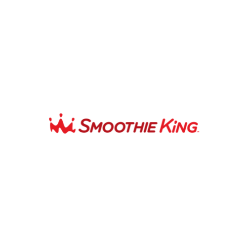 Smoothie King logo with red crown and text on a white background.
