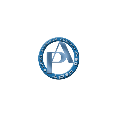Logo of Pierce Aluminum Company featuring stylized initials 'P' and 'A' in a circular blue badge with the company name around the edge.