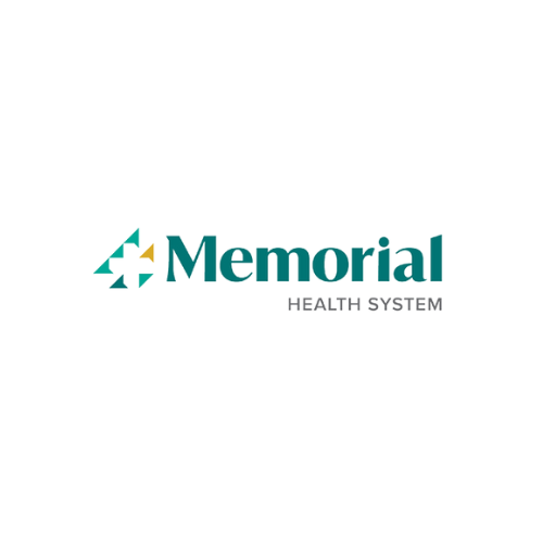 Logo of Memorial Health System featuring a cross symbol and the word Memorial with 'Health System' written underneath.